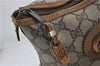 Authentic GUCCI Vintage Shoulder Tote Bag Purse GG PVC Leather Brown 2925E