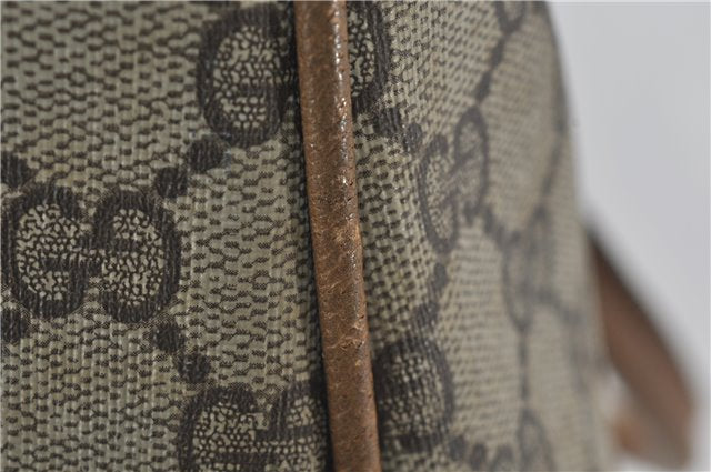 Authentic GUCCI Vintage Shoulder Tote Bag Purse GG PVC Leather Brown 2925E