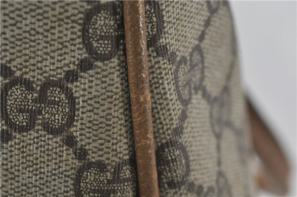 Authentic GUCCI Vintage Shoulder Tote Bag Purse GG PVC Leather Brown 2925E