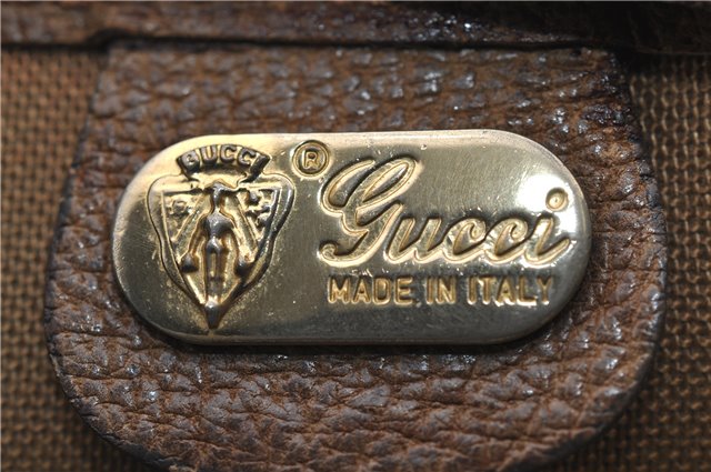 Authentic GUCCI Vintage Shoulder Tote Bag Purse GG PVC Leather Brown 2925E