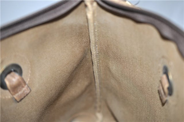 Authentic GUCCI Vintage Shoulder Tote Bag Purse GG PVC Leather Brown 2925E