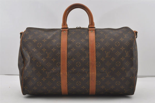 Authentic Louis Vuitton Monogram Keepall Bandouliere 45 M41418 Boston Bag 2925I