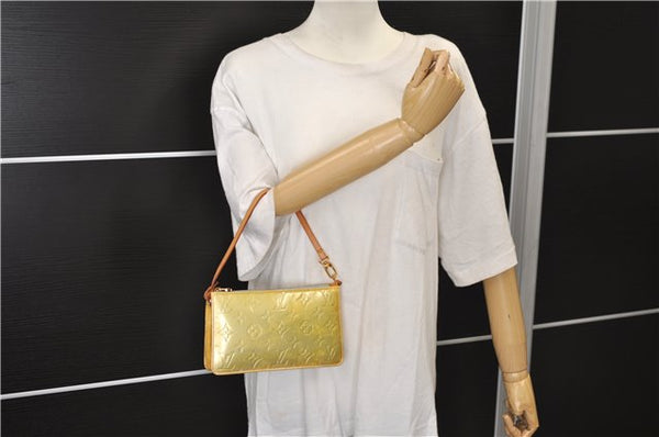 Authentic Louis Vuitton Vernis Lexington Hand Bag Pouch Yellow M91056 LV 2927E