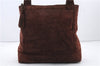Authentic CHANEL Suede Leather Logo Shoulder Tote Bag Brown CC 2928D