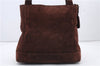Authentic CHANEL Suede Leather Logo Shoulder Tote Bag Brown CC 2928D