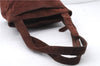 Authentic CHANEL Suede Leather Logo Shoulder Tote Bag Brown CC 2928D