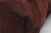 Authentic CHANEL Suede Leather Logo Shoulder Tote Bag Brown CC 2928D