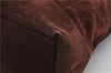 Authentic CHANEL Suede Leather Logo Shoulder Tote Bag Brown CC 2928D