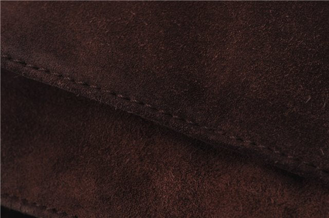 Authentic CHANEL Suede Leather Logo Shoulder Tote Bag Brown CC 2928D