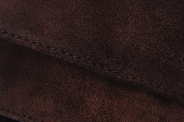 Authentic CHANEL Suede Leather Logo Shoulder Tote Bag Brown CC 2928D