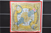 Authentic HERMES Carre 90 Scarf "CASQUES et PLUMETS" Silk Red 2928E