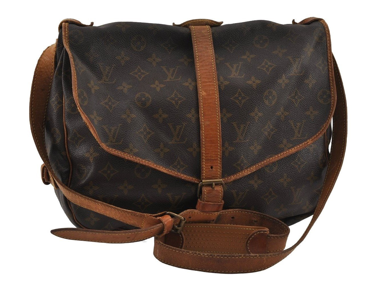 Authentic Louis Vuitton Monogram Saumur 35 Shoulder Cross Bag M42254 Junk 2928I