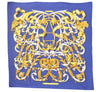 Authentic HERMES Carre 90 Scarf "LE MORS A LA CONETABLE" Silk Blue Box 2930D