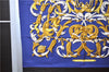 Authentic HERMES Carre 90 Scarf "LE MORS A LA CONETABLE" Silk Blue Box 2930D