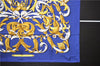 Authentic HERMES Carre 90 Scarf "LE MORS A LA CONETABLE" Silk Blue Box 2930D