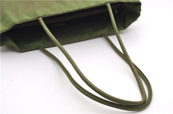 Authentic PRADA Vintage Nylon Tessuto City Shoulder Tote Bag B4681 Green 2930E
