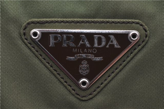 Authentic PRADA Vintage Nylon Tessuto City Shoulder Tote Bag B4681 Green 2930E