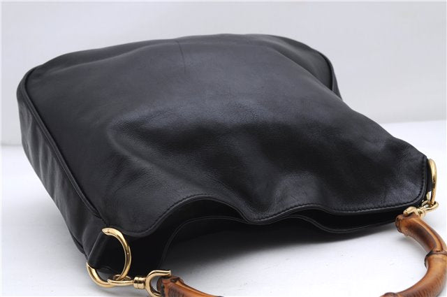 Authentic GUCCI Bamboo 2Way Shoulder Hand Bag Purse Leather Black Junk 2931E