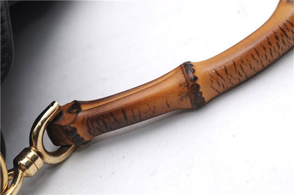 Authentic GUCCI Bamboo 2Way Shoulder Hand Bag Purse Leather Black Junk 2931E