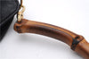 Authentic GUCCI Bamboo 2Way Shoulder Hand Bag Purse Leather Black Junk 2931E