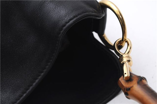 Authentic GUCCI Bamboo 2Way Shoulder Hand Bag Purse Leather Black Junk 2931E