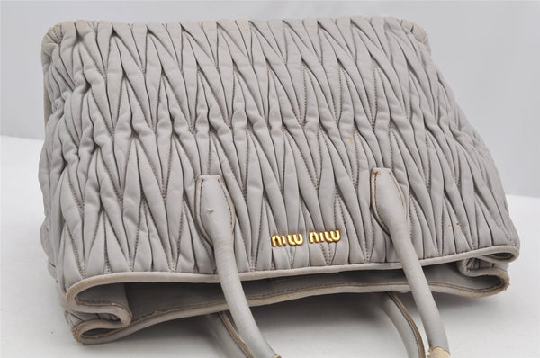 Authentic MIU MIU Matelasse Leather 2Way Shoulder Hand Bag RN1047 Gray 2931I