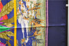 Authentic HERMES Carre 90 Scarf "TROPIQUES" Silk Navy Blue 2933D