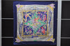 Authentic HERMES Carre 90 Scarf "TROPIQUES" Silk Navy Blue 2933D