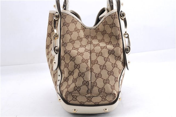 Authentic GUCCI Shoulder Tote Bag GG Canvas Leather 162900 Brown White 2933E