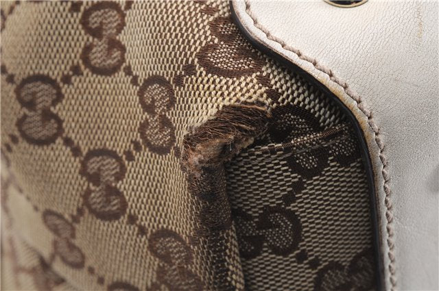 Authentic GUCCI Shoulder Tote Bag GG Canvas Leather 162900 Brown White 2933E