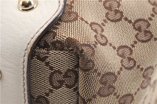 Authentic GUCCI Shoulder Tote Bag GG Canvas Leather 162900 Brown White 2933E