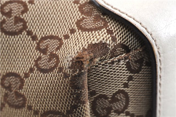 Authentic GUCCI Shoulder Tote Bag GG Canvas Leather 162900 Brown White 2933E