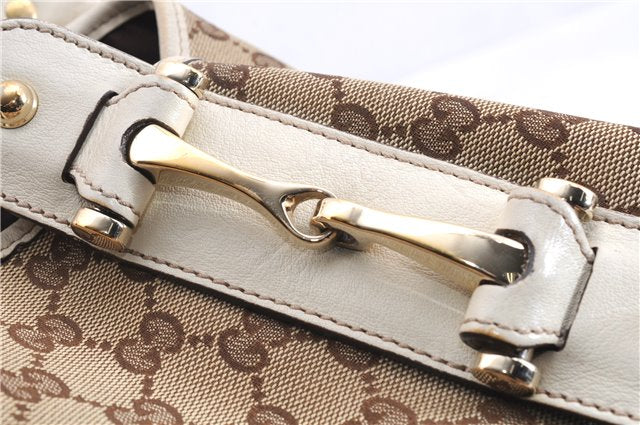 Authentic GUCCI Shoulder Tote Bag GG Canvas Leather 162900 Brown White 2933E