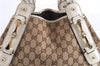 Authentic GUCCI Shoulder Tote Bag GG Canvas Leather 162900 Brown White 2933E