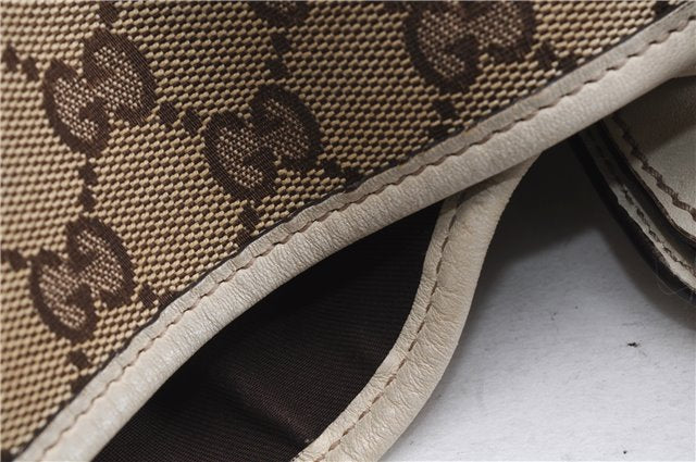 Authentic GUCCI Shoulder Tote Bag GG Canvas Leather 162900 Brown White 2933E