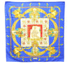 Authentic HERMES Carre 90 Scarf "HOMMAGE A CHARLES GARNIER" Silk Blue 2935D