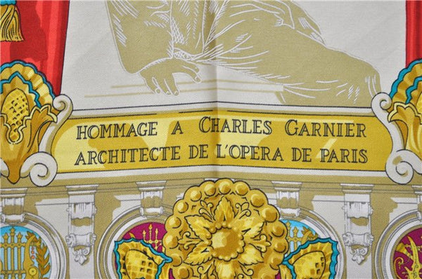 Authentic HERMES Carre 90 Scarf "HOMMAGE A CHARLES GARNIER" Silk Blue 2935D