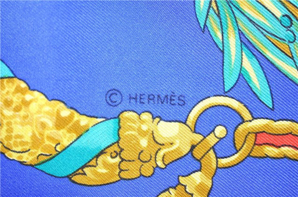 Authentic HERMES Carre 90 Scarf "HOMMAGE A CHARLES GARNIER" Silk Blue 2935D