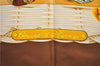 Authentic HERMES Carre 90 Scarf "Couvee D'Hermes" Silk Brown 2936D