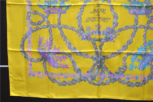 Authentic HERMES Carre 90 Scarf "LE SACRE du PRINTEMPS" Silk Yellow 2937D