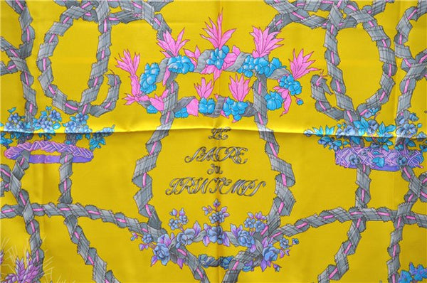 Authentic HERMES Carre 90 Scarf "LE SACRE du PRINTEMPS" Silk Yellow 2937D