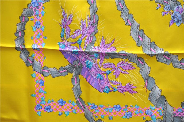 Authentic HERMES Carre 90 Scarf "LE SACRE du PRINTEMPS" Silk Yellow 2937D
