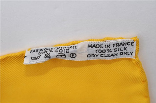 Authentic HERMES Carre 90 Scarf "LE SACRE du PRINTEMPS" Silk Yellow 2937D