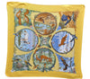 Authentic HERMES Pleats Scarf "LES QUATRE SAISONS" Silk Yellow Box 2938D