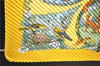 Authentic HERMES Pleats Scarf "LES QUATRE SAISONS" Silk Yellow Box 2938D