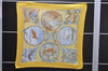 Authentic HERMES Pleats Scarf "LES QUATRE SAISONS" Silk Yellow Box 2938D