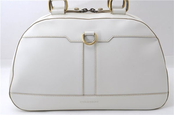 Authentic BURBERRY Vintage Leather Shoulder Hand Bag White 2940D