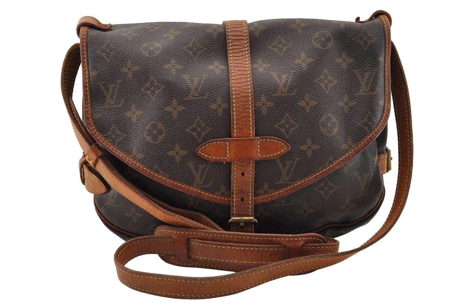 Authentic Louis Vuitton Monogram Saumur 30 Shoulder Cross Bag M42256 LV 2941I
