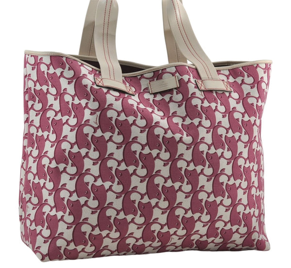 Authentic GUCCI Vintage Shoulder Tote Bag Canvas Leather Bordeaux Ivory 2942E