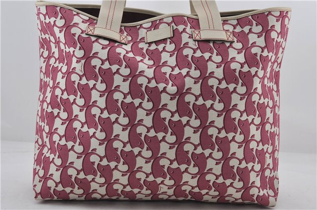 Authentic GUCCI Vintage Shoulder Tote Bag Canvas Leather Bordeaux Ivory 2942E